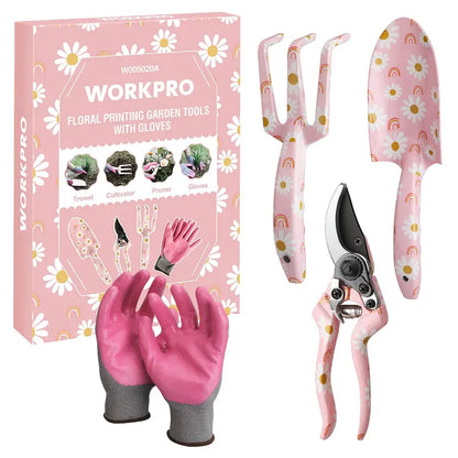 WORKPRO 4-Piece Aluminum Garden Tool Kit  Lightweight & Rust-Resistant Design