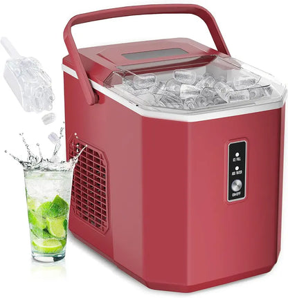 EUHOMY Portable Ice Maker  26 lb/Day, 9 Cubes in 6 Minutes, Carry Handle, Scoop & Basket, Dual Bullet Sizes, Black