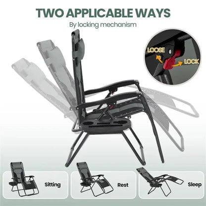 Yaheetech Twin Pack Outdoor Zero Gravity Lounge Chairs  26-Inch Padded Patio & Camping Seating