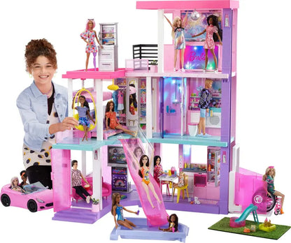 Barbie 60th Anniversary DreamHouse Playset  Includes 2 Dolls, Convertible Car, and Over 100 Role-Play Accessories