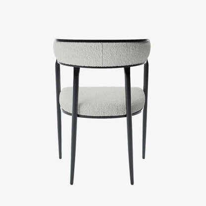 Chaise de salle   manger design dossier arrondi bouclette blanche Aurore