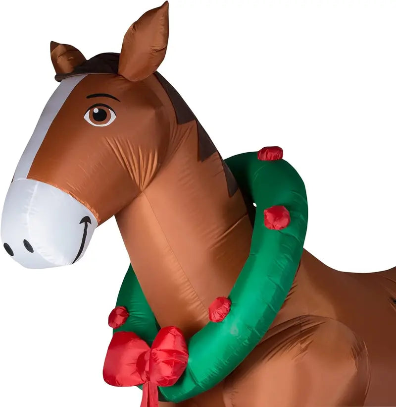 Clydesdale Horse Inflatable Christmas Decor  9-Foot Illuminated Outdoor Yard Figure with Anchoring Kit