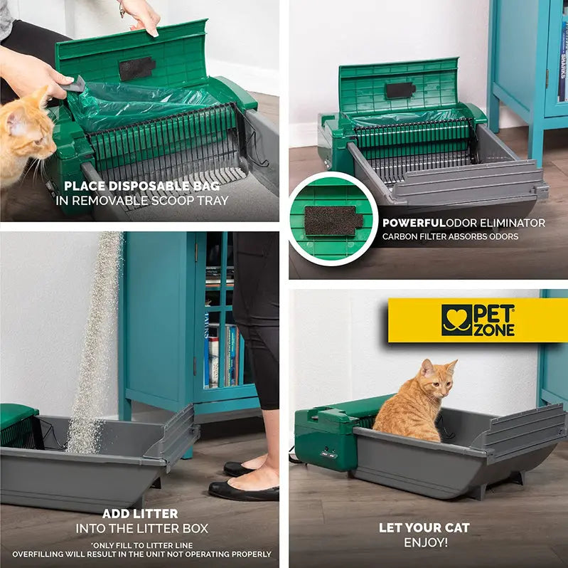 Pet Zone Smart Scoop Self-Cleaning Automatic Litter Box  No Subscription Refills Required
