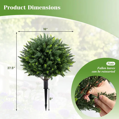 Set of Two 27.5-Inch Artificial Cypress Topiaries  UV-Resistant Patio &amp; Porch Decor