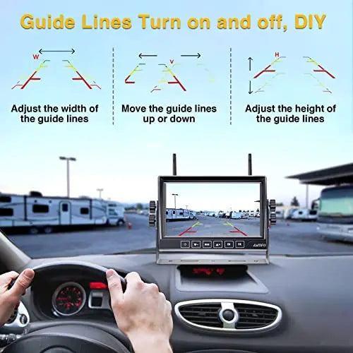 AMTIFO RV Backup Camera Wireless Touch-Key 7-Inch Monitor Split Screen 4 Channels for Campers/5th Wheels