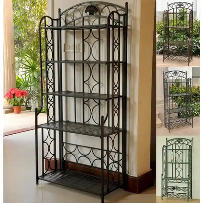 Mandalay 5-Tier Iron Baker’s Rack  Rustic Industrial Shelving for Kitchen or Pantry Organization