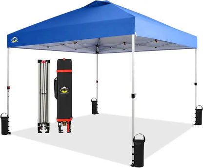 10×10 One-Click Pop-Up Awning  Silver-Coated Sunshade Canopy for Beach, Picnic & Outdoor Events