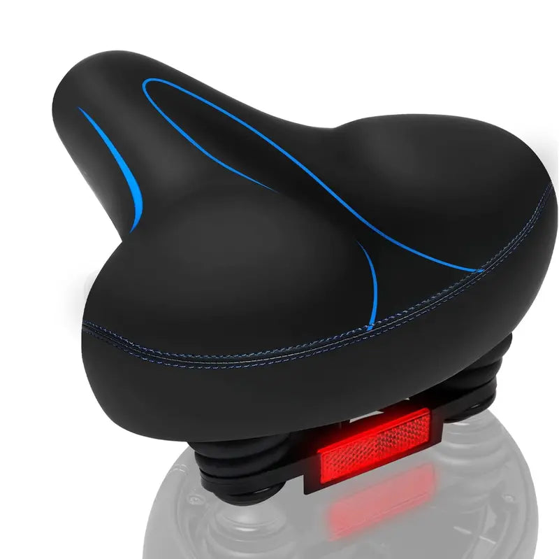 Extra-Wide Water-Resistant Bicycle Saddle with Reflective Safety Strip