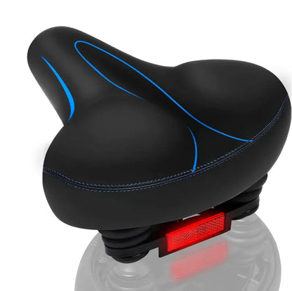 Extra-Wide Water-Resistant Bicycle Saddle with Reflective Safety Strip