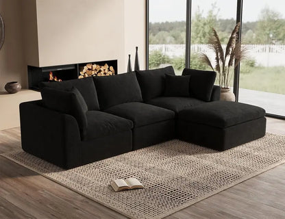 110-Inch Cloud Sectional Sofa  Modular L-Shape Living Room Seating with Deep Seats