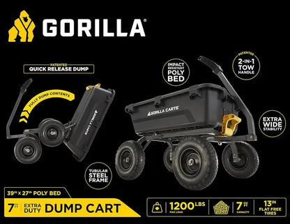 7-Cubic-Foot Heavy-Duty Poly Garden Dump Cart  No-Flat Tires, 1200-Lb Capacity (Amazon Exclusive)