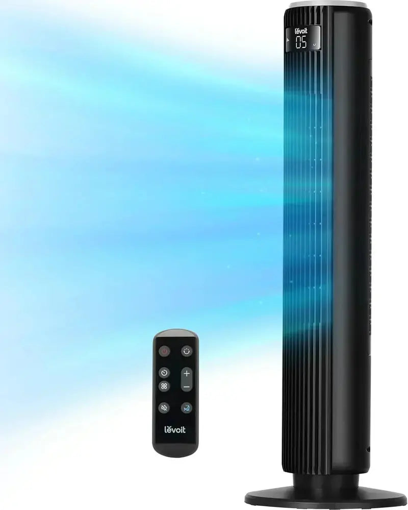 LEVOIT Tower Fan for Bedrooms  Ultra-Quiet 28dB Standing Fan with Remote & 12-Hour Timer