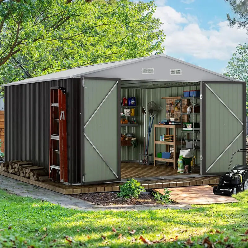 Devoko 5′ x 3′ Corrosion-Resistant Garden Shed  Lockable Steel Outdoor Storage House with Single Secure Door