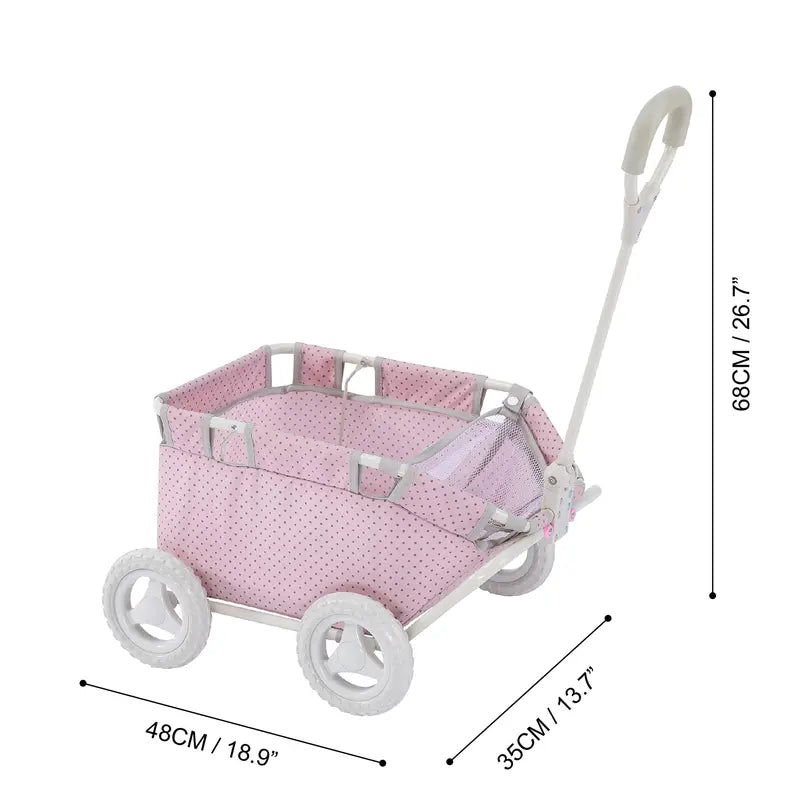 Teamson Olivias Little World Princess Doll Stroller, Foldable, Polka Dots, Ergonomic Handle, Fits 16-18″ Dolls