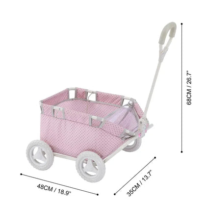Teamson Olivias Little World Princess Doll Stroller, Foldable, Polka Dots, Ergonomic Handle, Fits 16-18″ Dolls