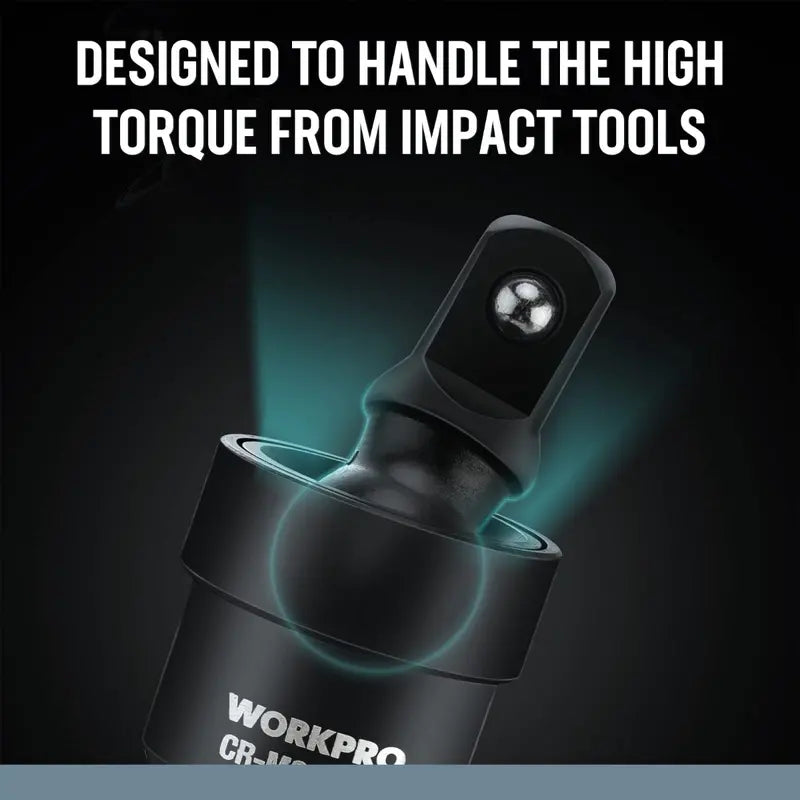 WORKPRO 3-Piece 1/4″ Drive Impact Universal Joint Set: 1/2″ & 3/8″ Swivel Sockets