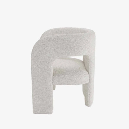 Fauteuil de salle à manger en bouclette gris-crème