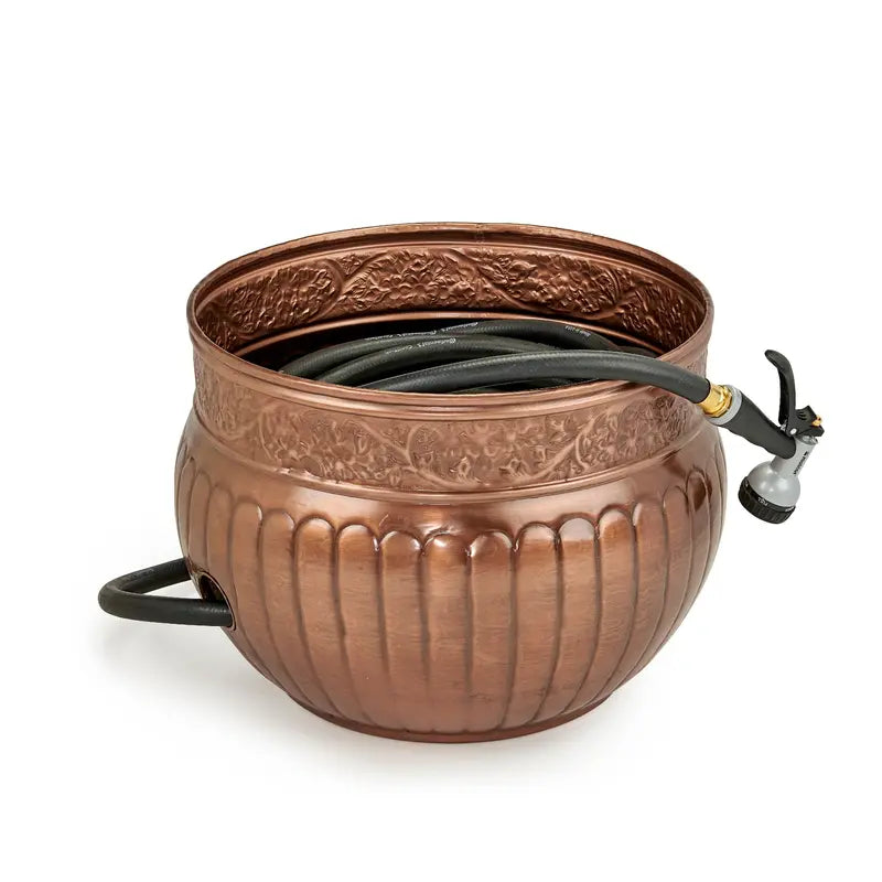 Good Directions La Jolla Hose Pot with Lid, Copper Finish  Holds 150 ft. Hose