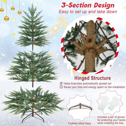 6.5-Foot or 7.5-Foot Simulated Cypress Christmas Tree with Warm White Fairy Lights