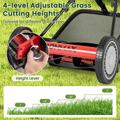 16-Inch Manual Push Reel Lawn Mower  Eco-Friendly Yard Cutting Tool