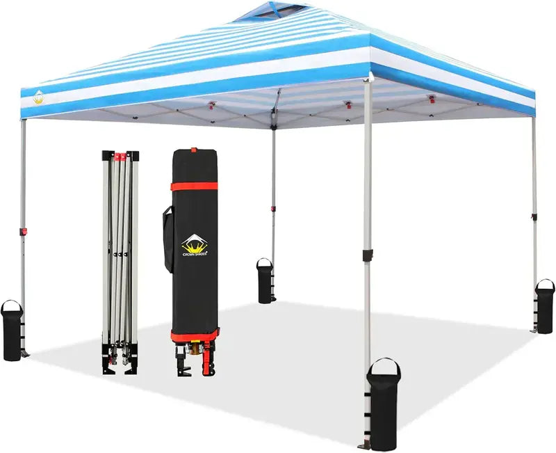 10×10 One-Click Pop-Up Awning  Silver-Coated Sunshade Canopy for Beach, Picnic & Outdoor Events