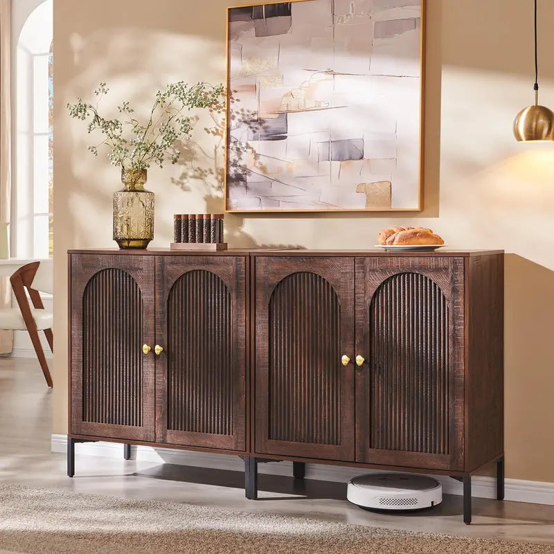 IFGET Fluted Arched Sideboard  92.6-Inch Wide Modern Farmhouse Buffet Cabinet