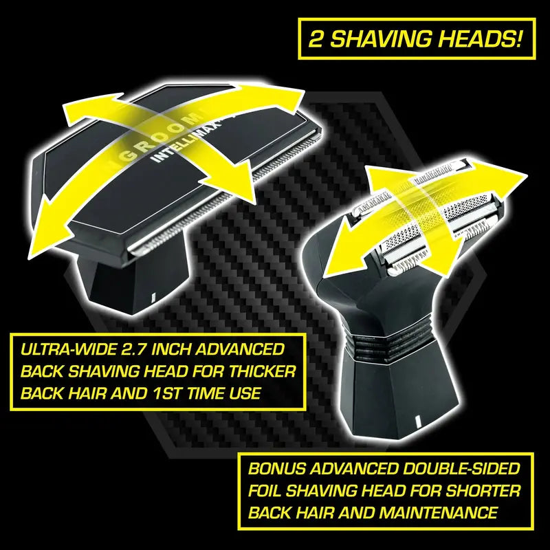 MANGROOMER Back Shaver with Dual Flex Heads and Shock-Absorbing Design