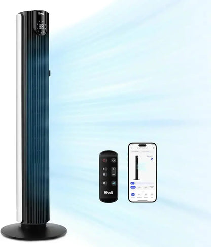 LEVOIT Tower Fan for Bedrooms  Ultra-Quiet 28dB Standing Fan with Remote & 12-Hour Timer
