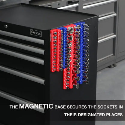 WORKPRO Compact Magnetic Socket Tray Set  4-Piece Organizer for 1/4″ and 3/8″ Drives, Supports 108 Standard Socket Sizes