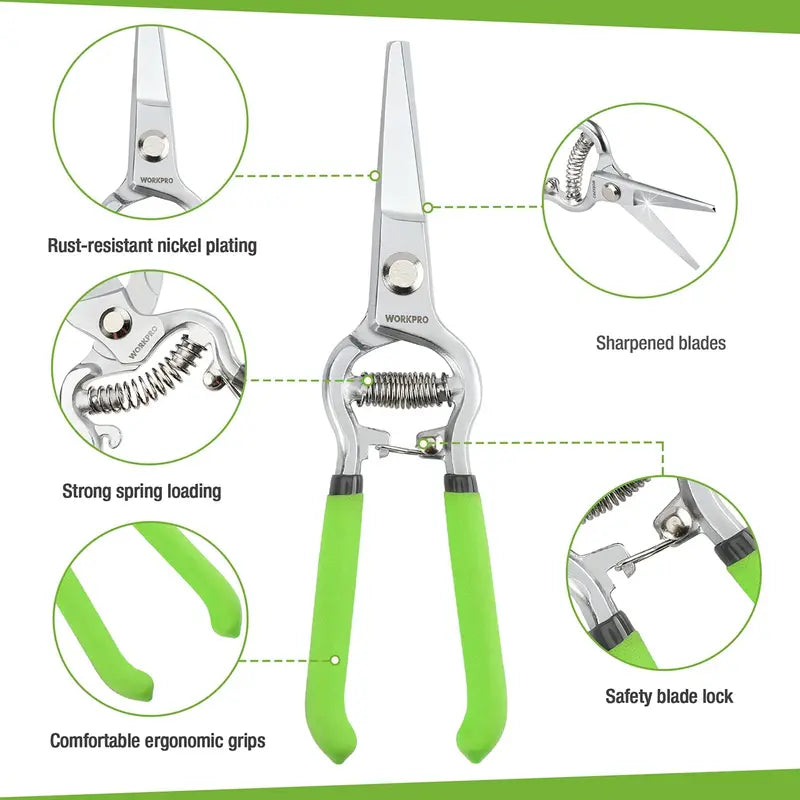 WORKPRO Dual-Purpose Pruning Shears Set  8″ Bypass & Straight-Blade Hand Clippers