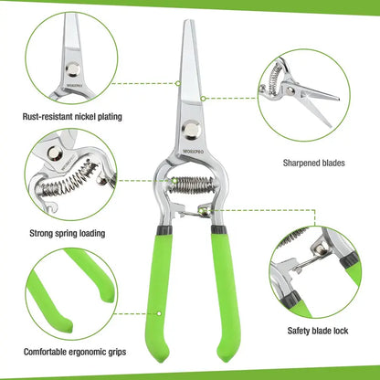 WORKPRO Dual-Purpose Pruning Shears Set  8″ Bypass & Straight-Blade Hand Clippers