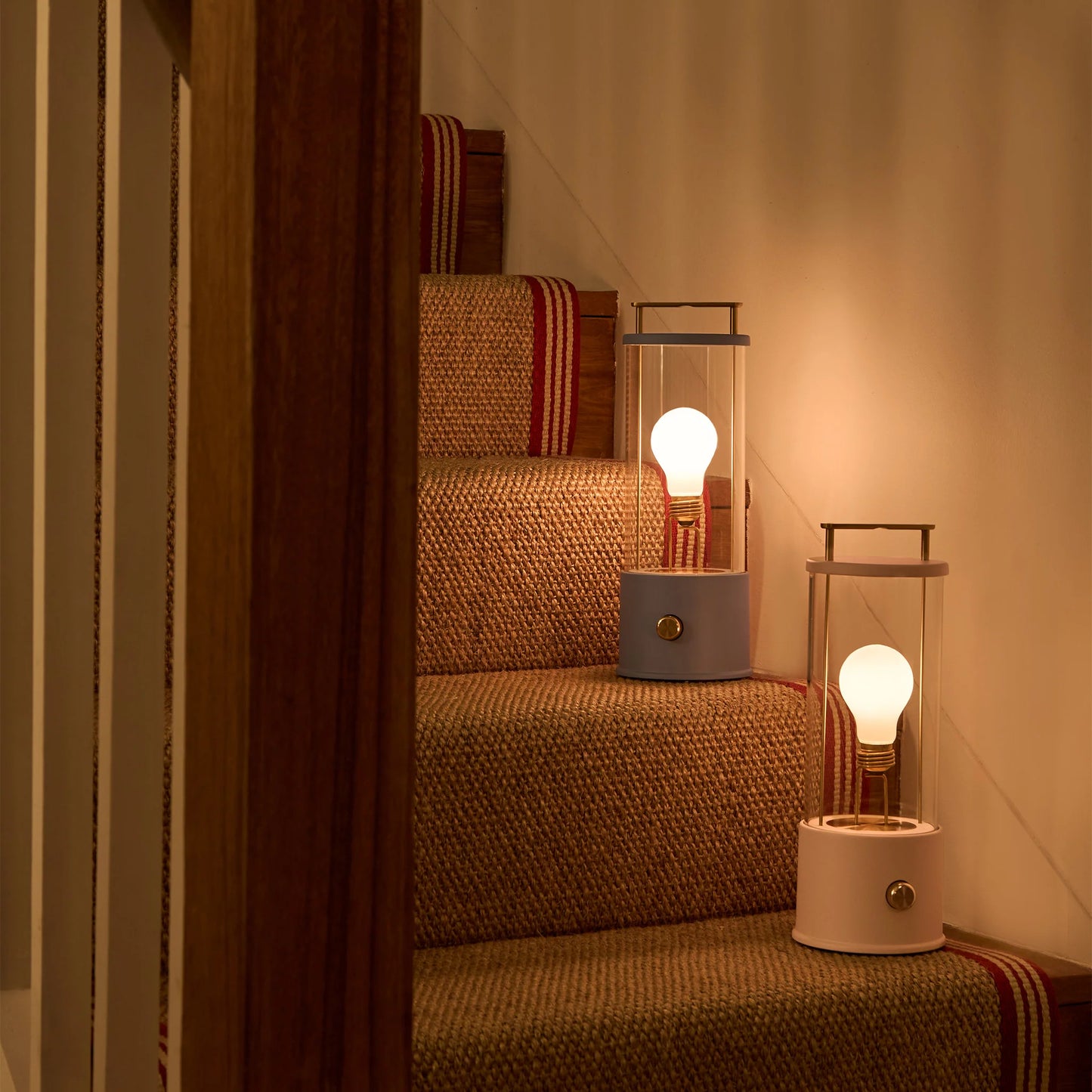 The Muse 1.0 Portable Lamp in Selvedge Blue + Setting Plaster Pink - Set of 2