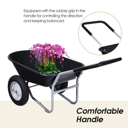 Dual-Wheel Heavy-Duty Garden Utility Cart  330-Pound Capacity All-Terrain Wheelbarrow