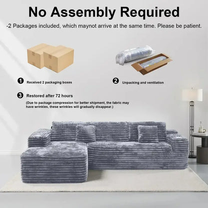 Cloud L-Shaped Sectional Sofa  Modular Deep-Seat Couch with Built-In Cup Holders