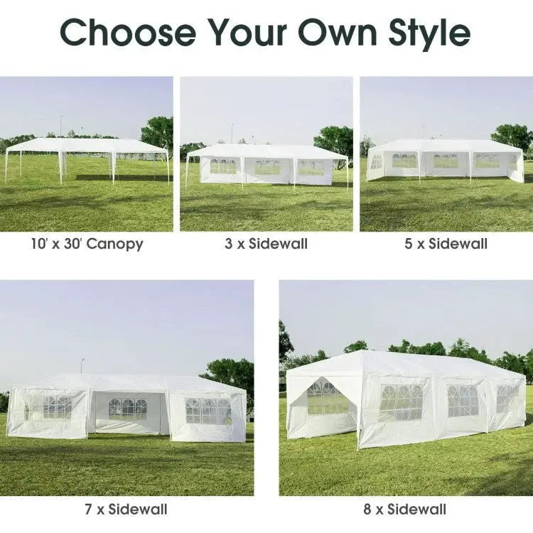 Premium 10×30 ft Pop-Up Canopy Tent with 8 Zippered Sidewalls  Heavy-Duty Outdoor Party Shelter for Events and Gatherings