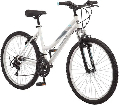Roadmaster Granite Peak Women’s Hybrid Bike  26″ Front-Suspension, 18-Speed, White Finish