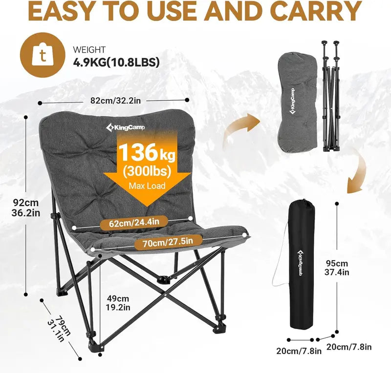 KingCamp Butterfly Chair — Oversized Padded Outdoor Folding Seat with 400-LB Capacity & Carry Bag