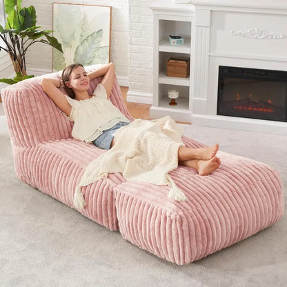 Hobestluk Extra-Large Memory Foam Bean Bag Lounger  Cordless Lounge Sofa for Adults