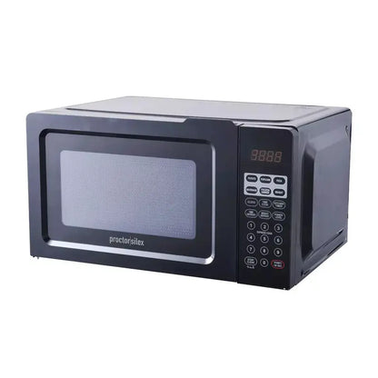 Proctor Silex 0.6 Cu Ft Countertop Microwave  700W, 10 Power Levels, Green LED Display