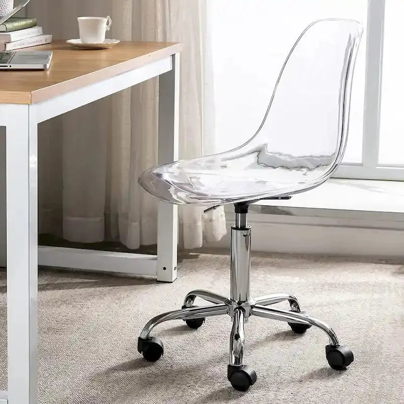 Adjustable Height Swivel Office Chair with Acrylic Back and Rolling Casters