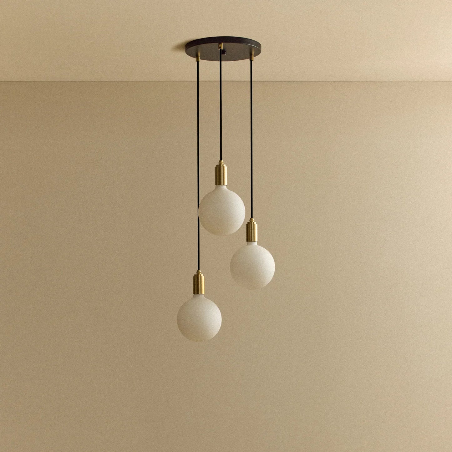 Triple Pendant in Brass + Sphere IV