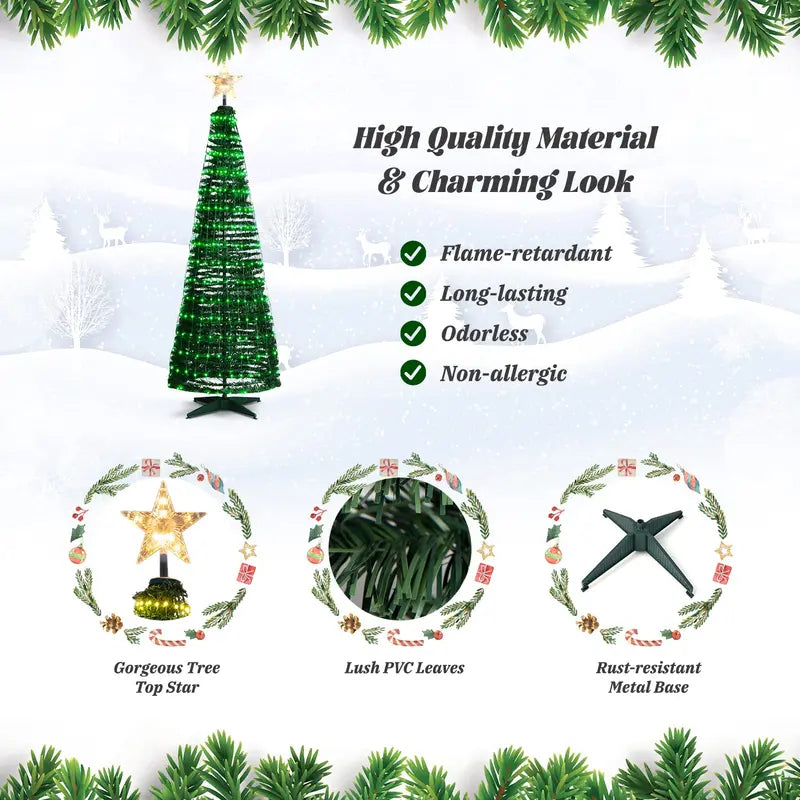 6-Foot Pop-Up Christmas Tree  Collapsible Pre-Lit Xmas Tree with 282 RGB LED Lights