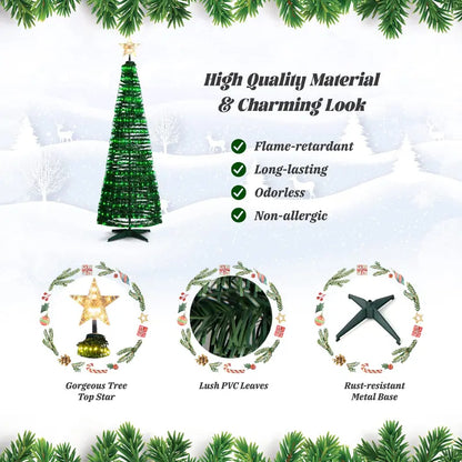 6-Foot Pop-Up Christmas Tree  Collapsible Pre-Lit Xmas Tree with 282 RGB LED Lights