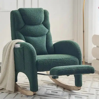 Ergonomic Nursery Rocking Chair  Fabric Upholstery with Adjustable Footrest