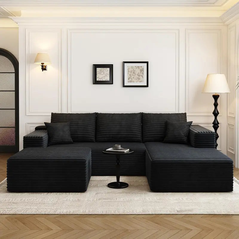 Cloud Modular L-Shaped Sectional Sofa  107.5-Inch Modern Minimalist Upholstered Couch with Chaise