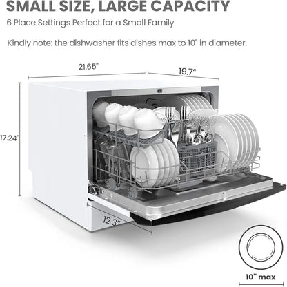 Energy Star Countertop Dishwasher  Portable Mini Dishwasher with 6-Place Settings & 8 Wash Programs for Small Spaces