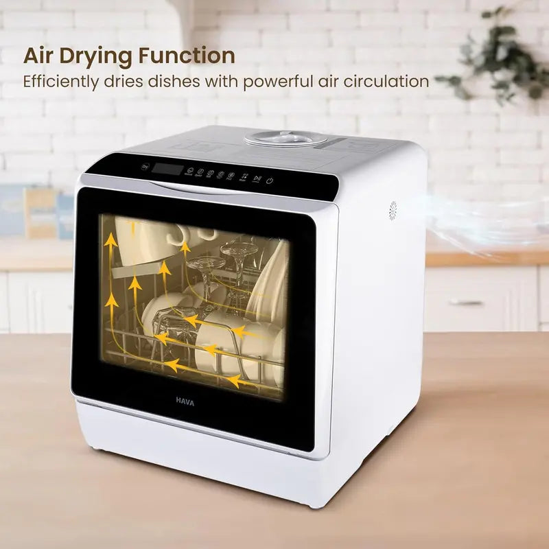 HAVA Compact Countertop Dishwasher  6-Program, 5L Integrated Water System for Small Kitchens