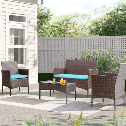 Homall 4-Piece Outdoor Patio Chair Set  Synthetic Rattan Wicker Seating with Powder-Coated Frames