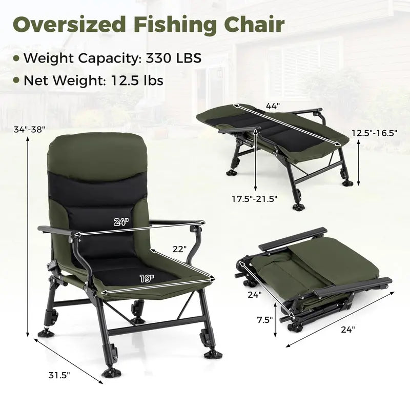 All-Terrain High-Back Camping Chair with Padded Support and Rugged Frame
