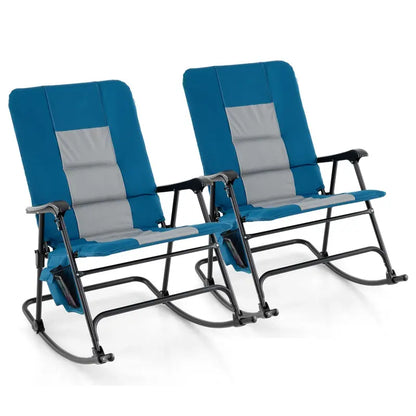 Extra-Large Folding Rocking Lounge Chair  Padded Seating, Sturdy Metal Frame & Side Organizer Pocket